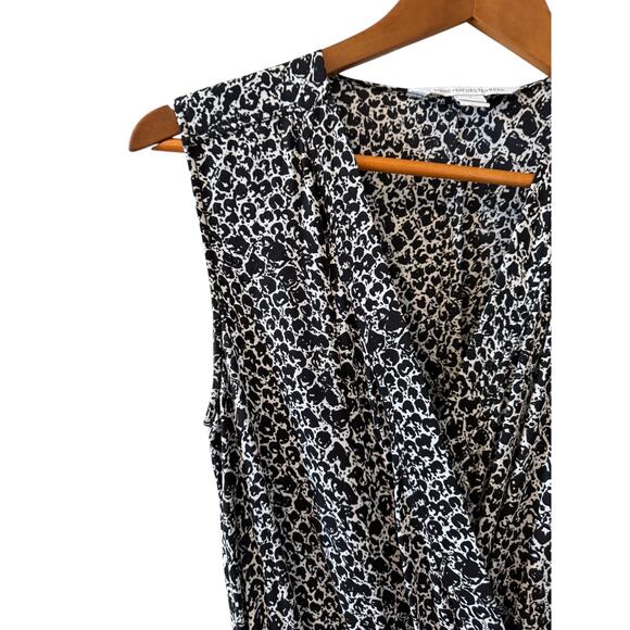 Diane Von Furstenberg DVF Rawna Silk Sleeveless Jumpsuit Black & White Snake - Picture 6 of 10